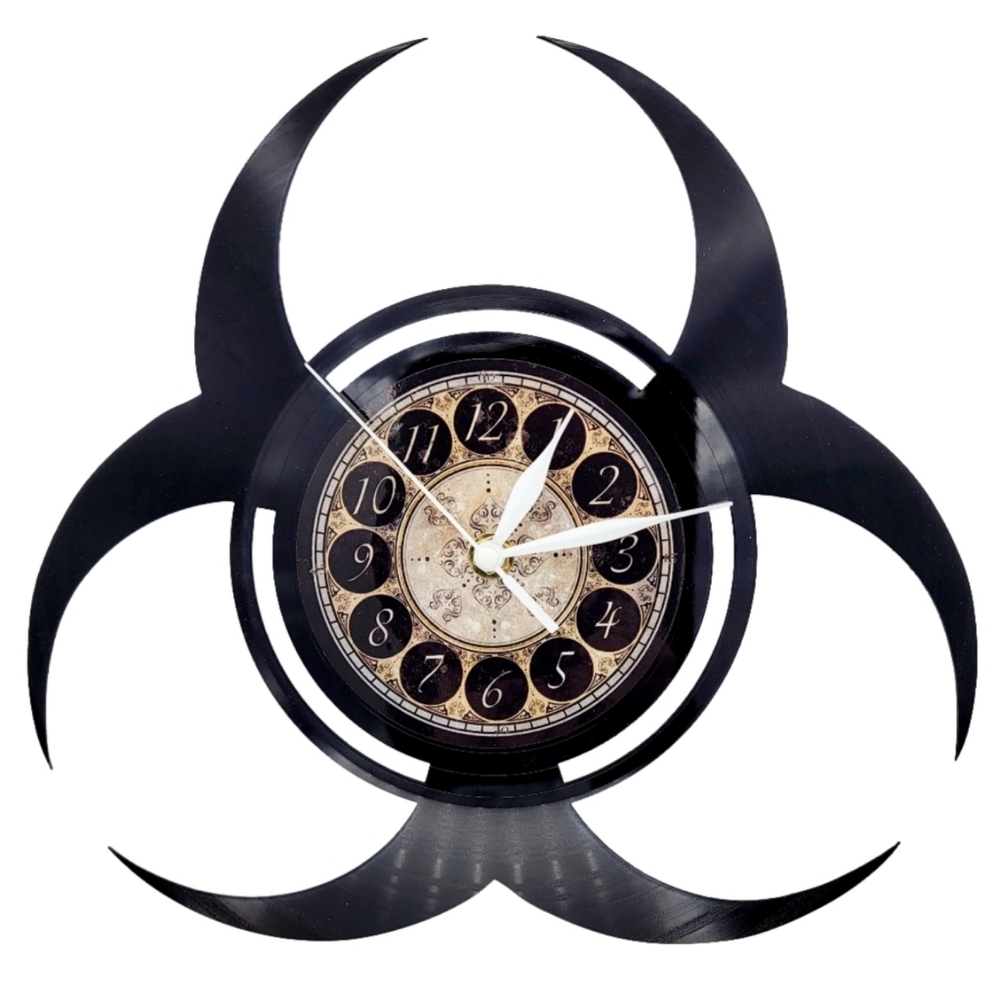 BIOHAZARD vinyl record clock